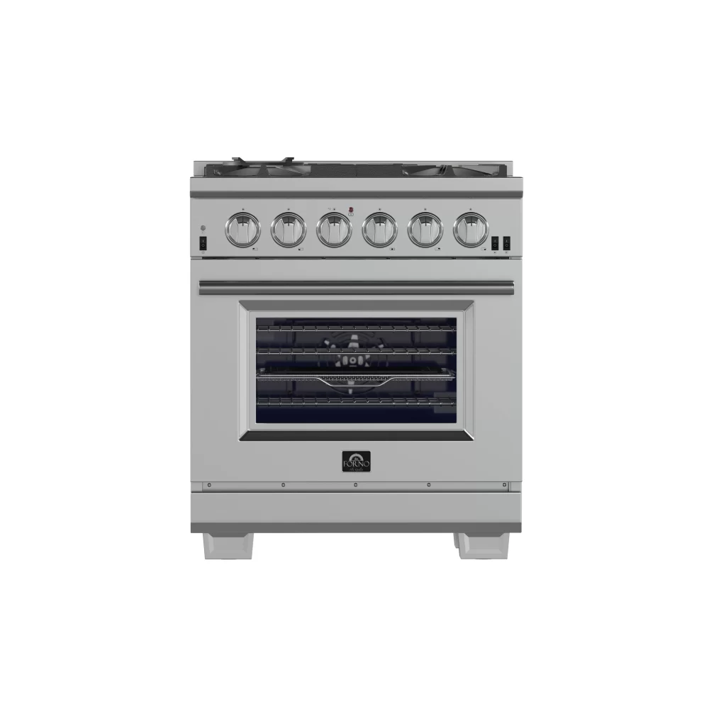 Capriasca 30-Inch Freestanding Gas Range, 4 Burners, True Convection Oven