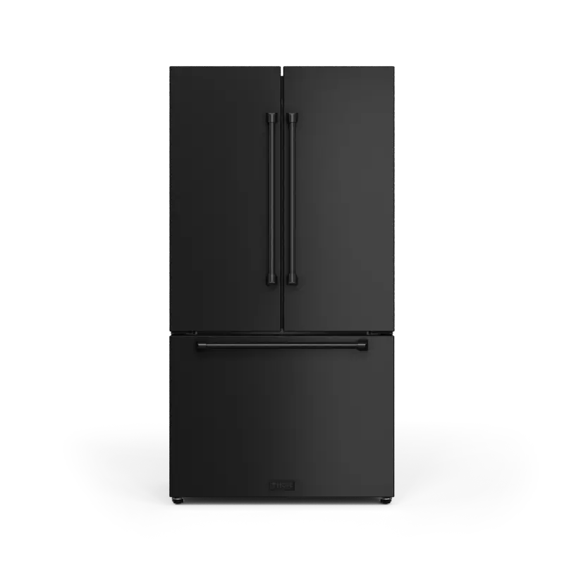 36 Inch 20.3 Cu Ft French Door Counter Depth Refrigerator With Ice Maker In Black Gordon Ramsay Series