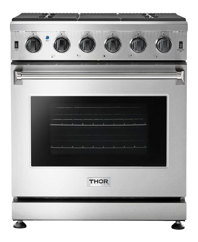 30 Inch Liquid Propane Range, 5 Burner Convection Oven Thor Kitchen