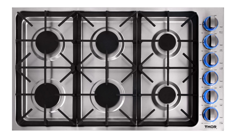 36 Inch Professional Drop-in Gas Cooktop In Stainless Steel Thor Kitchen
